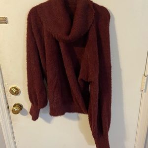 Nine West red fuzzy oversized sweater size XL